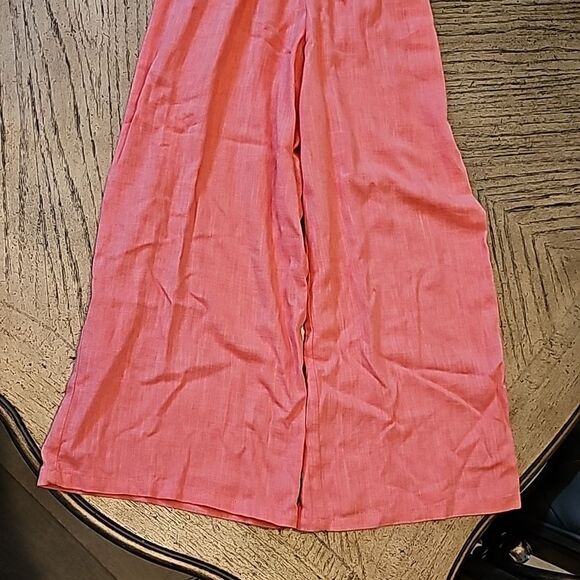Linen coral jumpsuit romper size M 7/8 - Picture 4 of 10